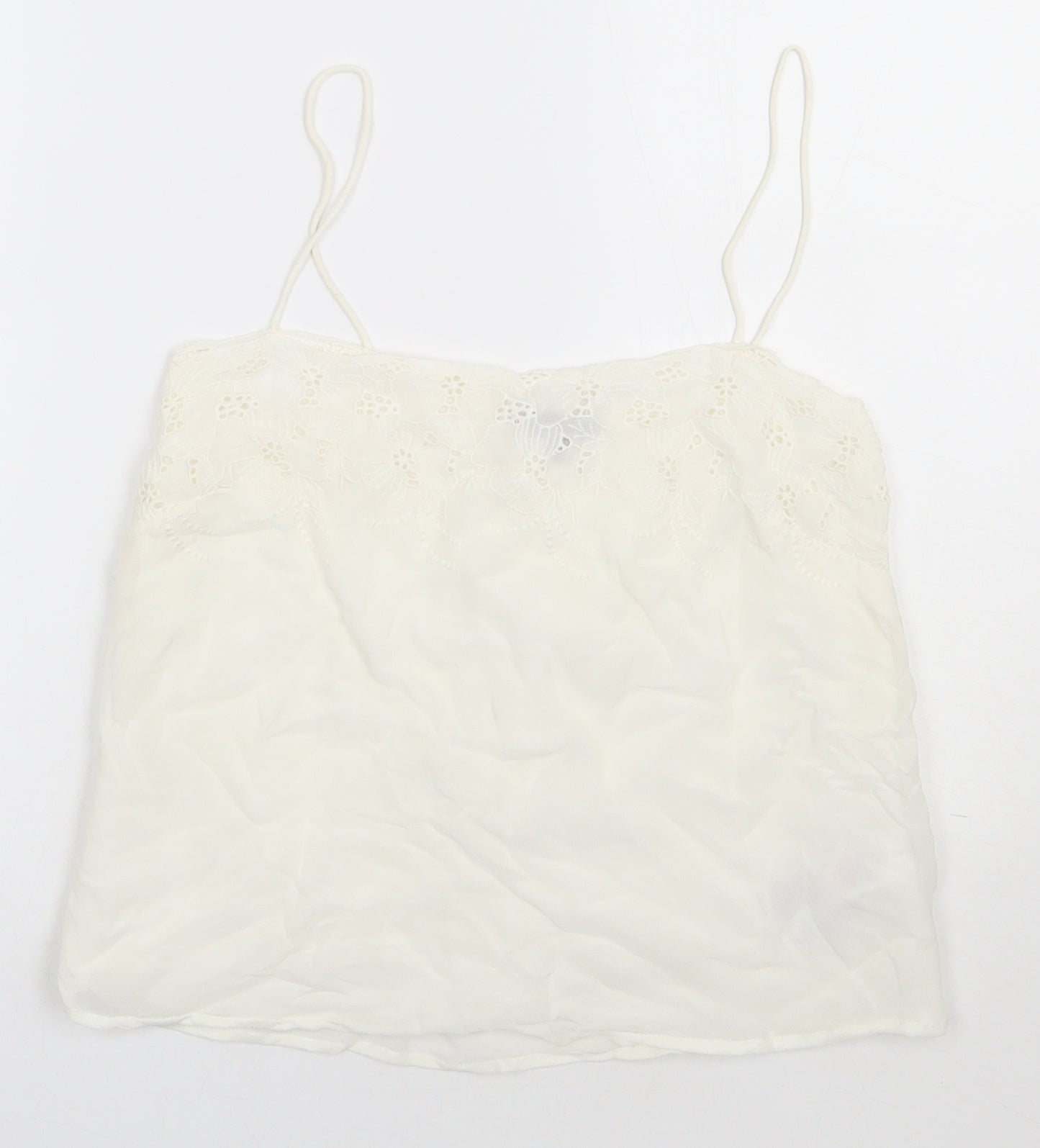 New Look Womens White  Viscose Basic Tank Size 10 Square Neck