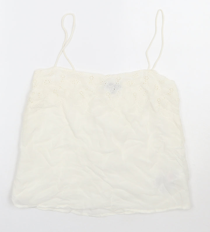 New Look Womens White  Viscose Basic Tank Size 10 Square Neck