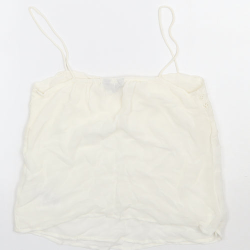 New Look Womens White  Viscose Basic Tank Size 10 Square Neck