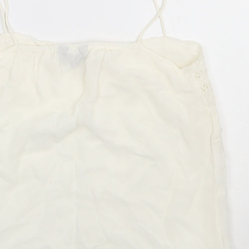 New Look Womens White  Viscose Basic Tank Size 10 Square Neck