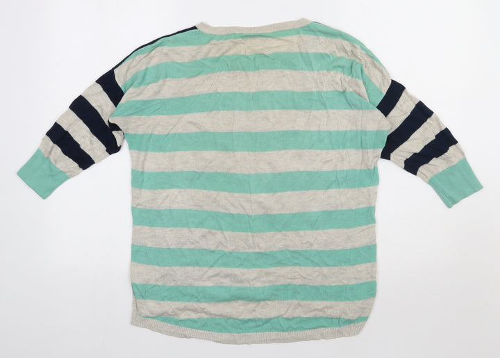 Oasis Womens Beige Striped Viscose Pullover Sweatshirt Size M  Pullover