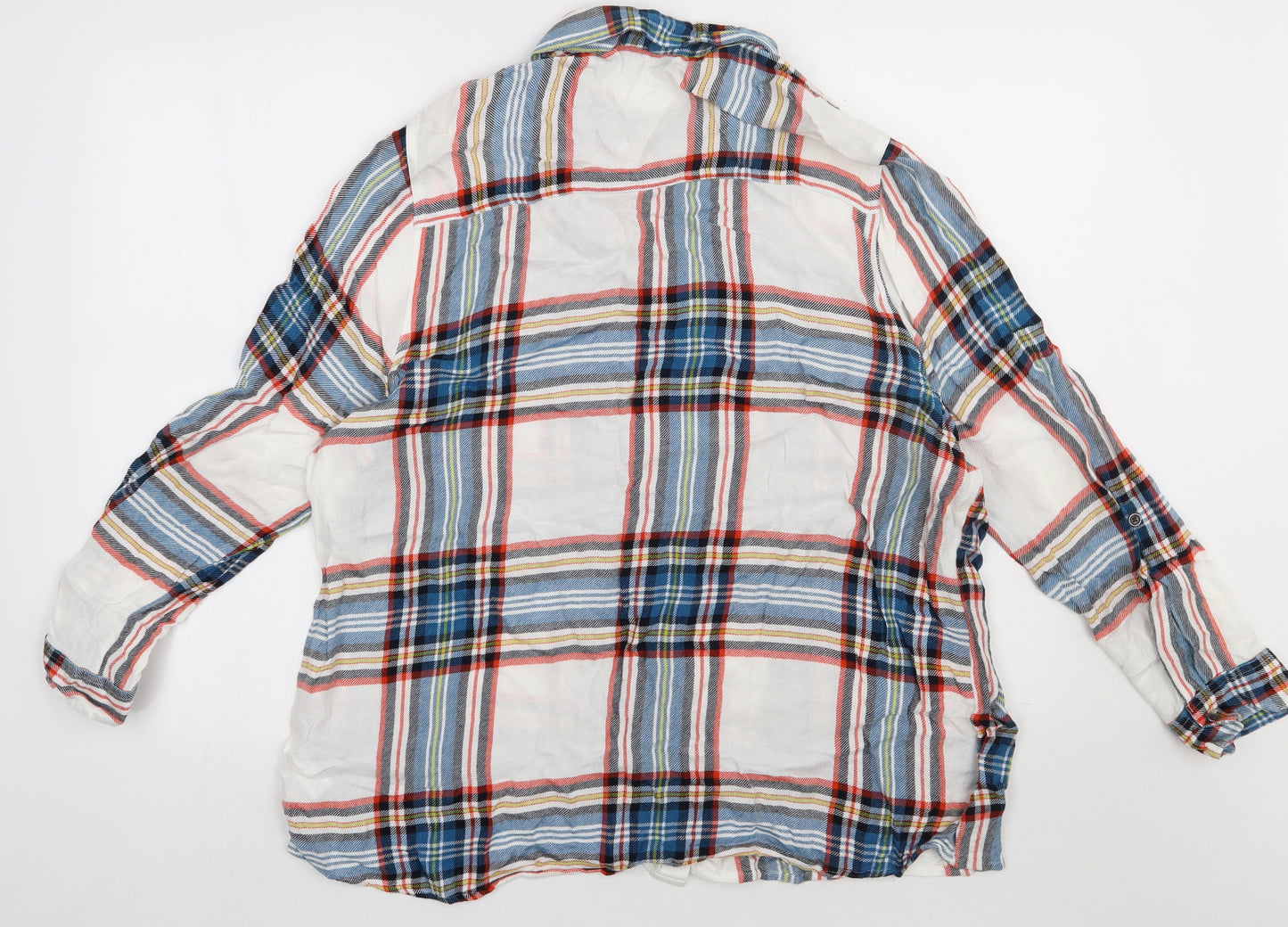 sainsburys Womens White Check Viscose Basic Button-Up Size 22 Collared