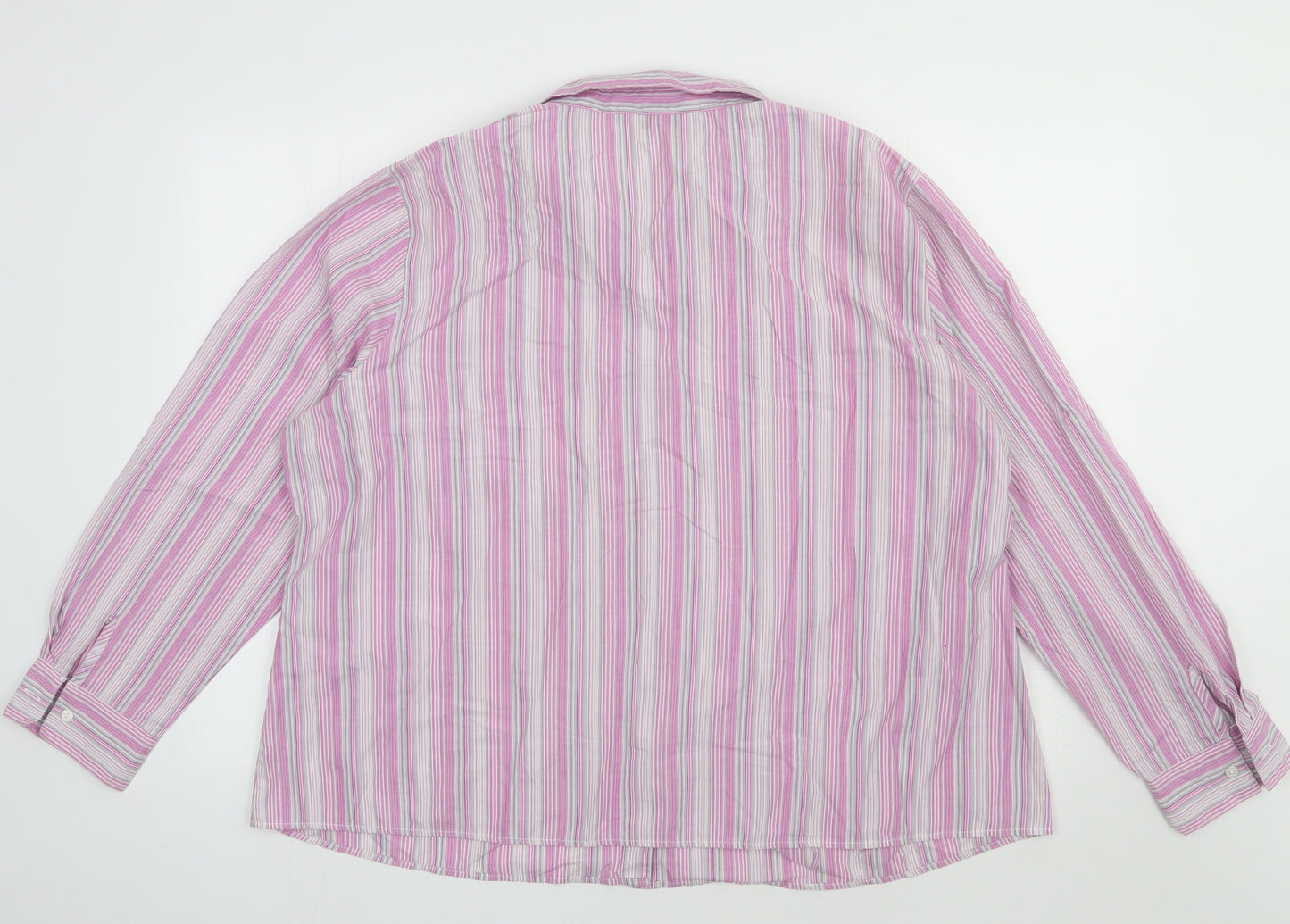 bonmarch Womens Purple Striped Cotton Basic Button-Up Size 24 Collared