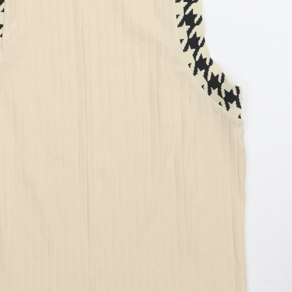 River Island Womens Beige  Polyester Basic Tank Size 16 Crew Neck