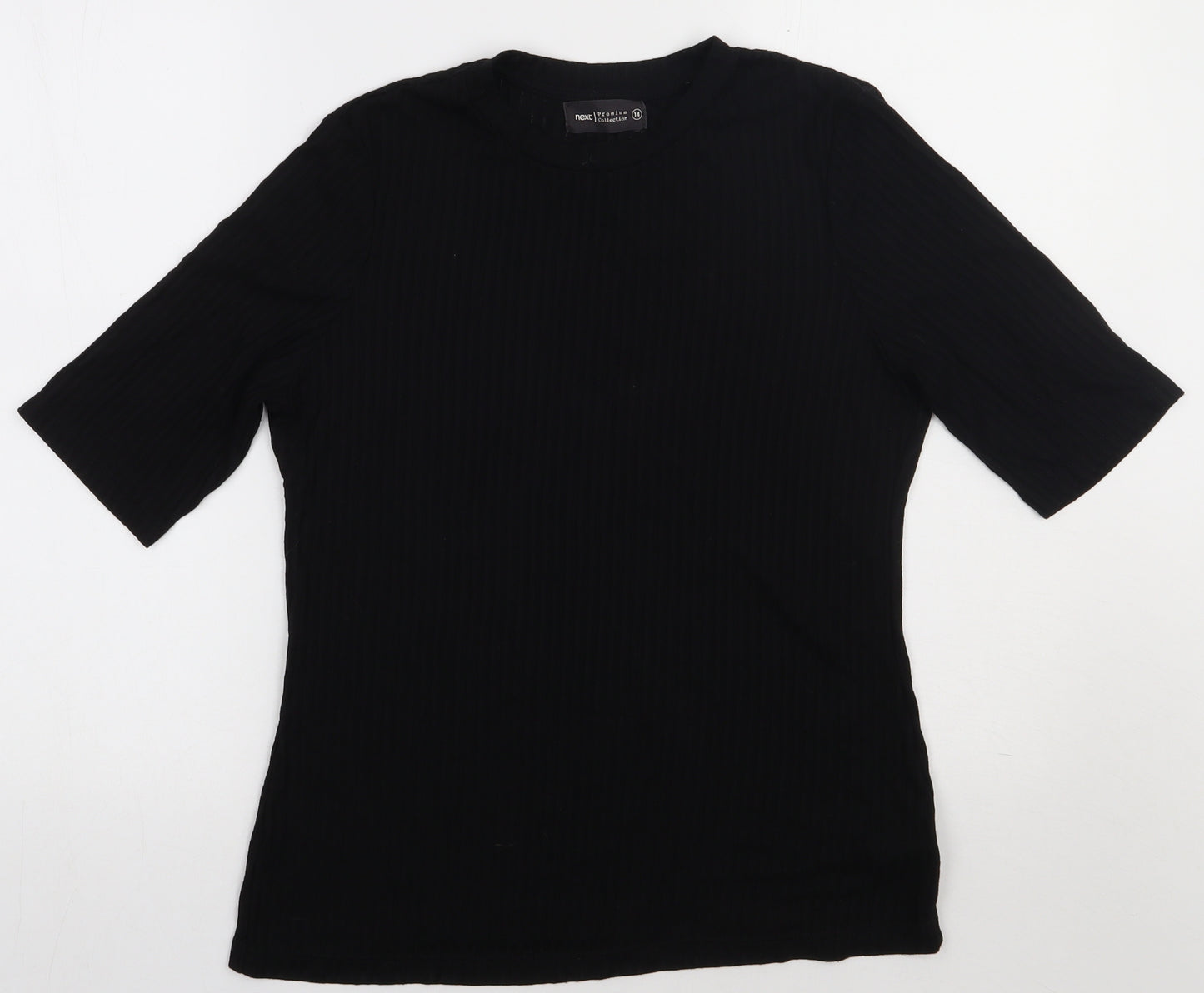 NEXT Womens Black  Viscose Basic T-Shirt Size 14 Crew Neck