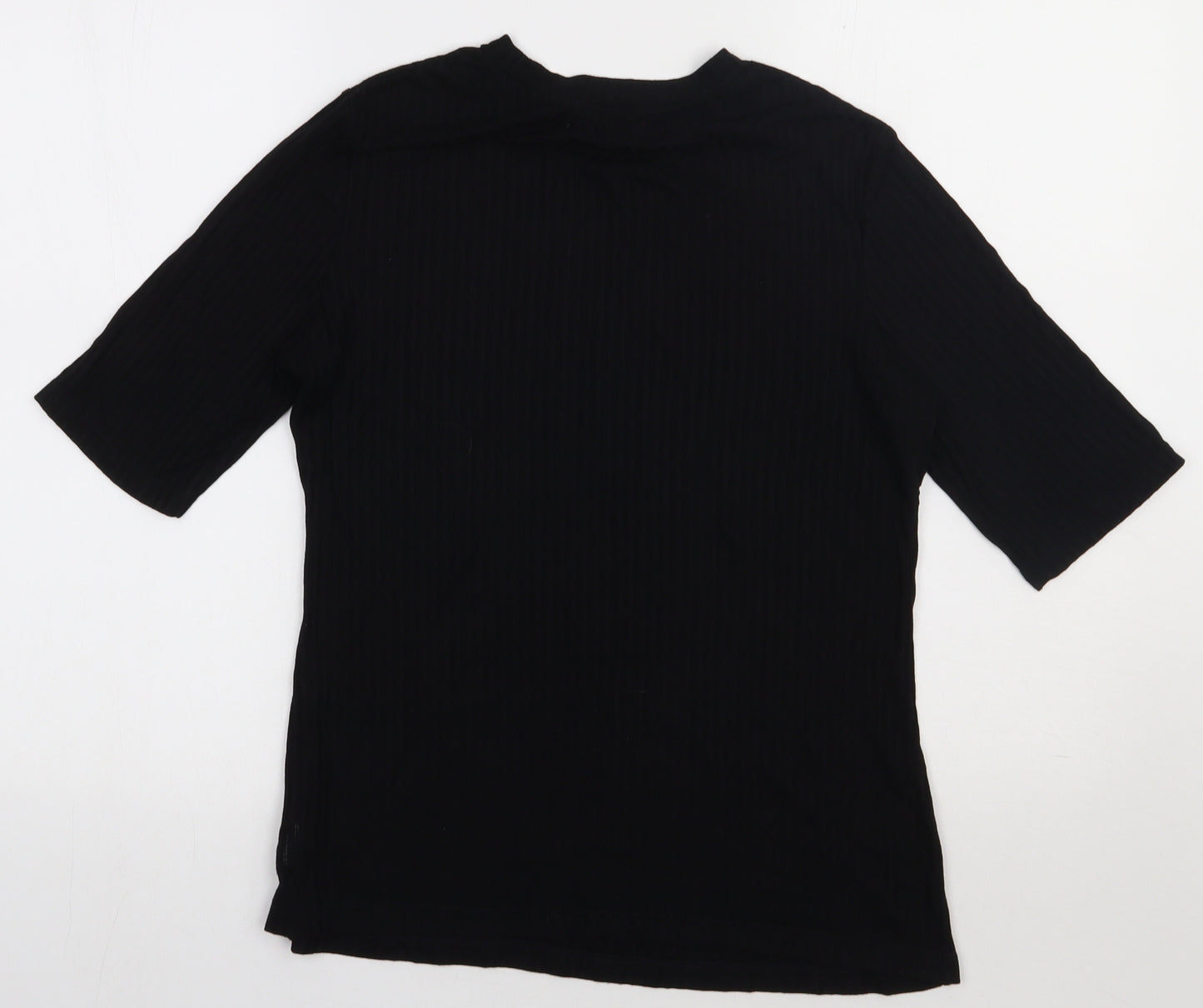 NEXT Womens Black  Viscose Basic T-Shirt Size 14 Crew Neck