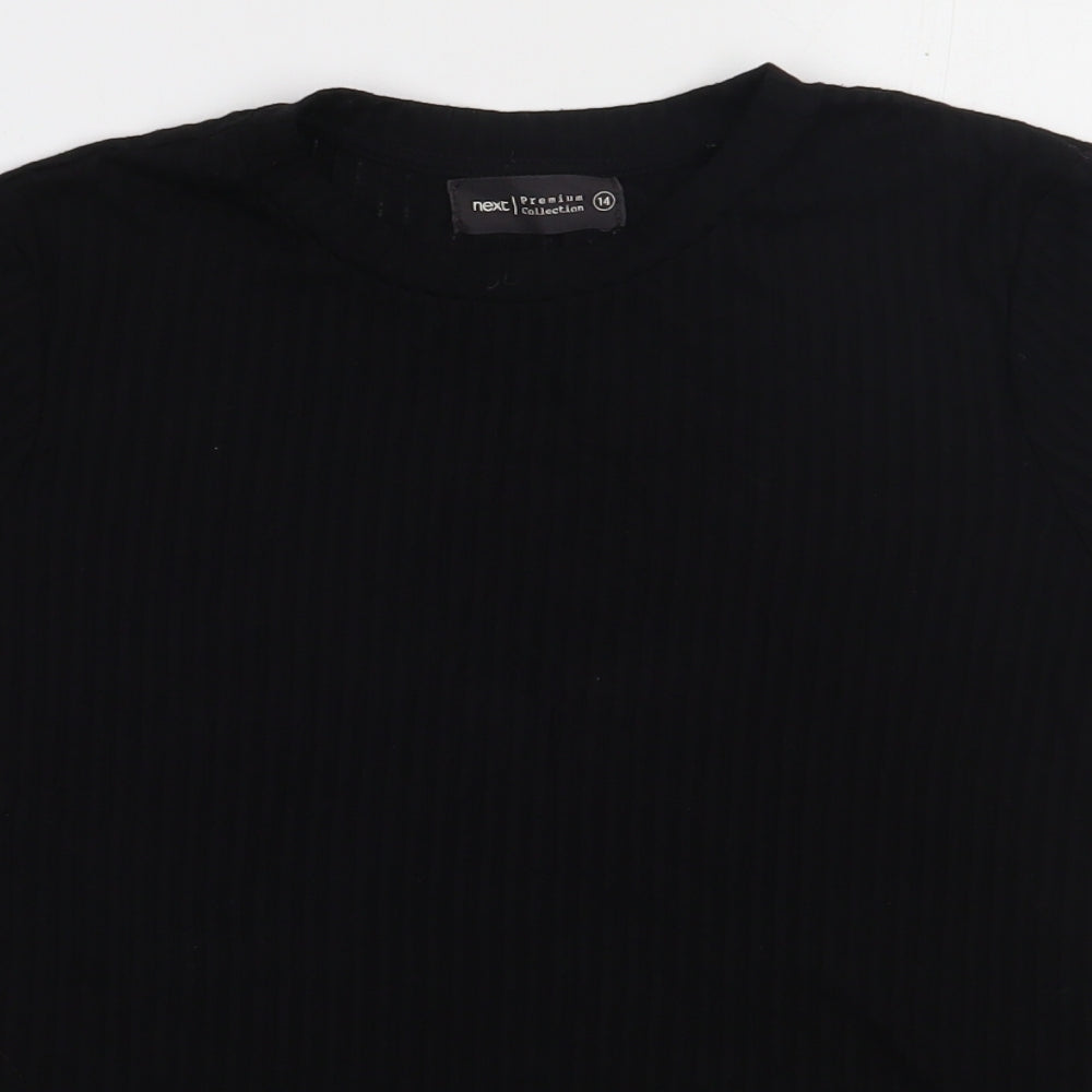 NEXT Womens Black  Viscose Basic T-Shirt Size 14 Crew Neck