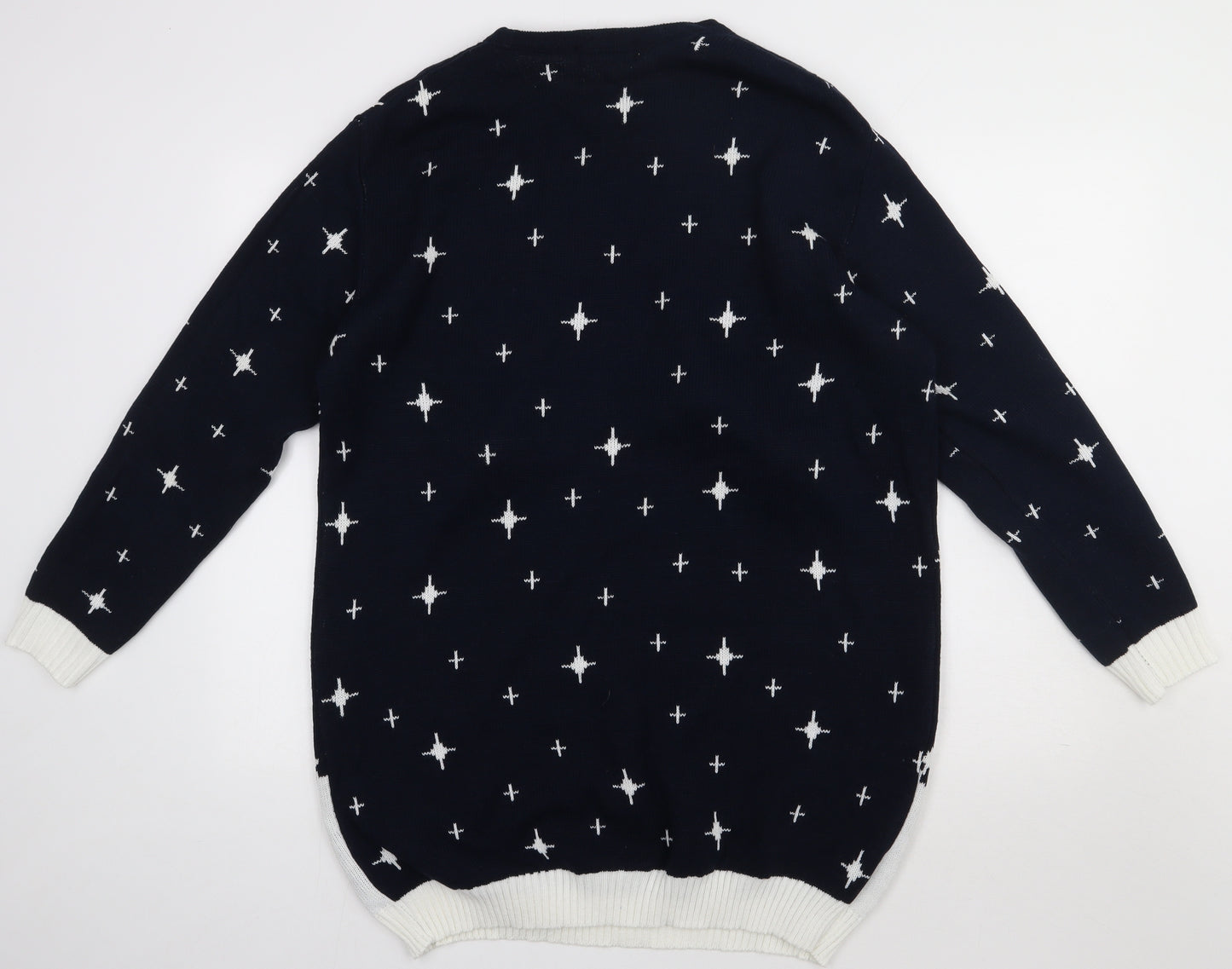 le missey Womens Blue Geometric Acrylic Pullover Sweatshirt Size 24  Pullover - Christmas Jumper