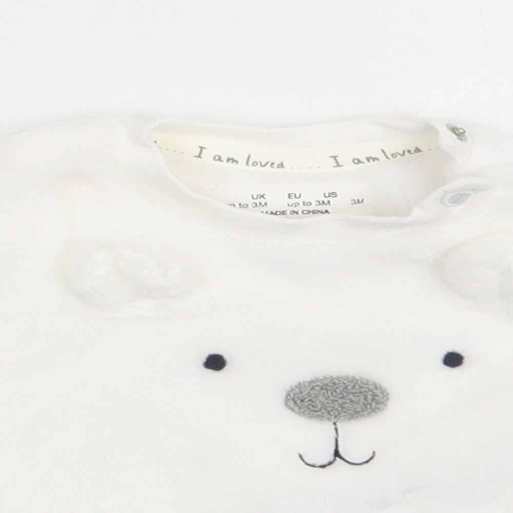 F&F  White  Polyester Basic Casual Size 0-3 Months Crew Neck Buckle - Rabbit print