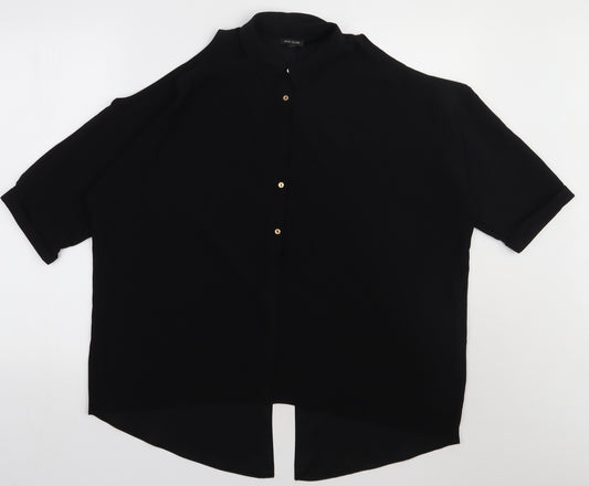 Front view of River Island women’s black polyester basic button-up, size UK 10, collared - cold shoulder