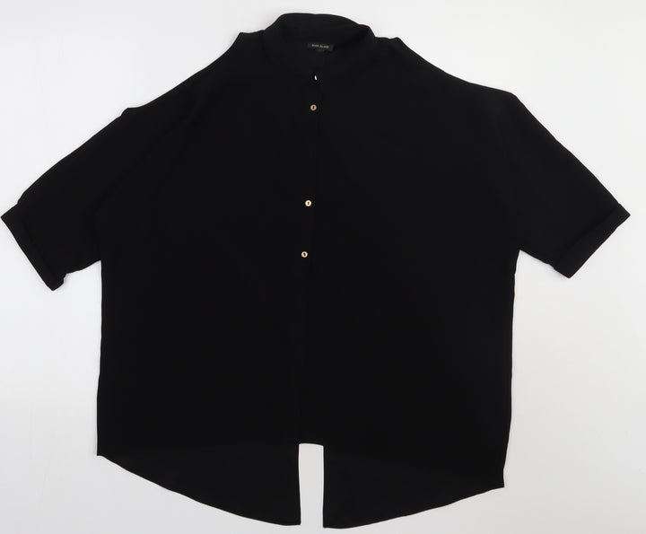 River Island Womens Black  Polyester Basic Button-Up Size 10 Collared - cold Shoulder