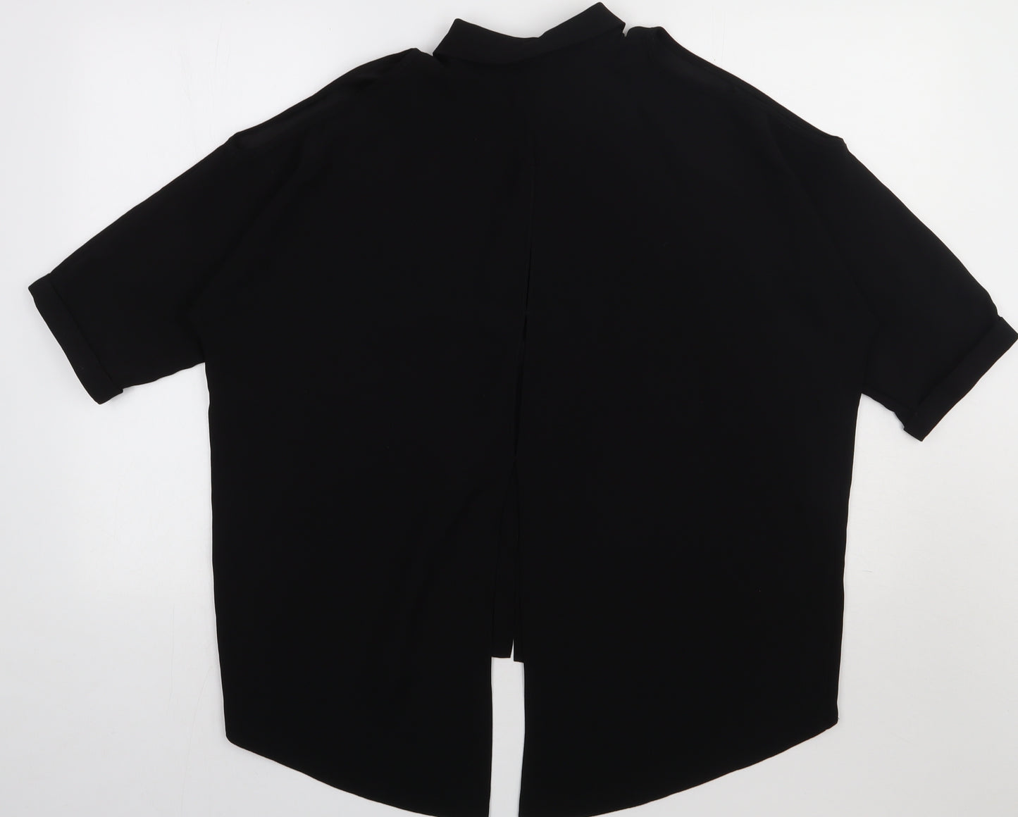 River Island Womens Black  Polyester Basic Button-Up Size 10 Collared - cold Shoulder