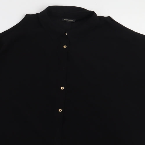 River Island Womens Black  Polyester Basic Button-Up Size 10 Collared - cold Shoulder