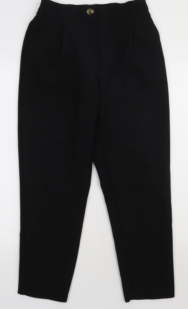 New Look Womens Black Polyester Trousers Size 8 L28 in Regular Button