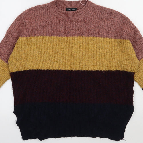 New Look Womens Multicoloured Striped Acrylic Pullover Sweatshirt Size S  Pullover