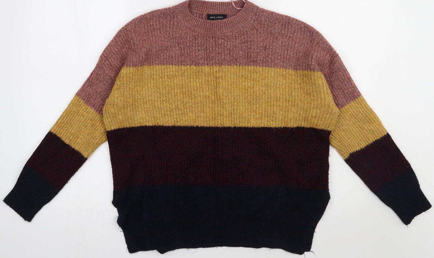 New Look Womens Multicoloured Striped Acrylic Pullover Sweatshirt Size S  Pullover