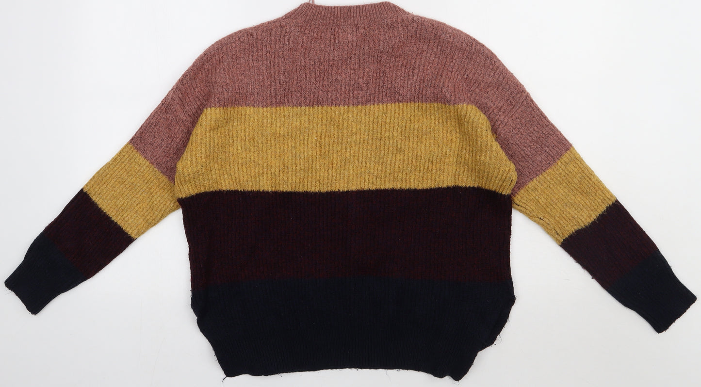 New Look Womens Multicoloured Striped Acrylic Pullover Sweatshirt Size S  Pullover