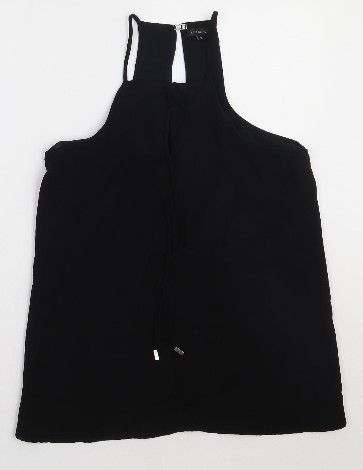 River Island Womens Black  Polyester Basic Tank Size 10 Square Neck
