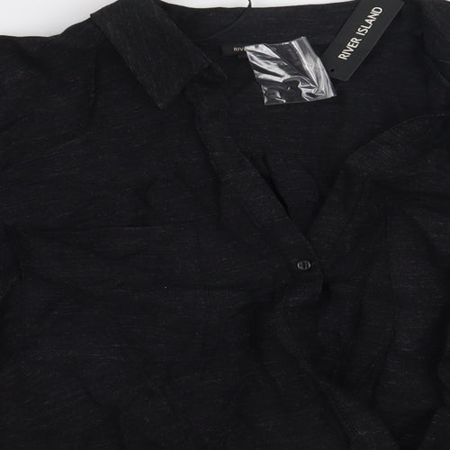 River Island Womens Black  Viscose Basic Blouse Size 12 V-Neck