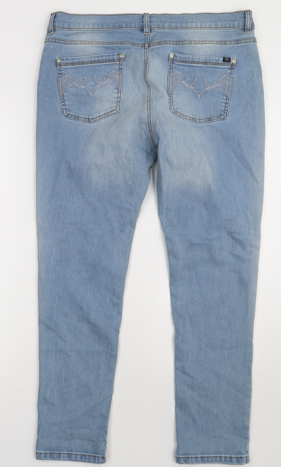 Oasis Womens Blue  Cotton Straight Jeans Size 16 L30 in Regular Button