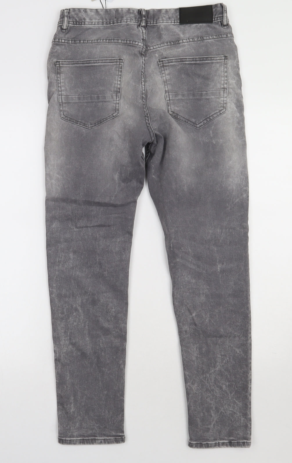 Primark Mens Grey  Cotton Straight Jeans Size 36 L28 in Regular Button