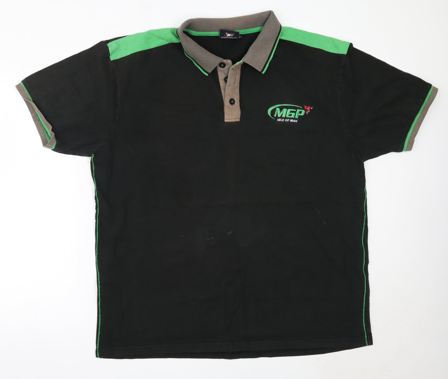 MGP Mens Black  Cotton  Polo Size 3XL Collared  - motorsport isle of man