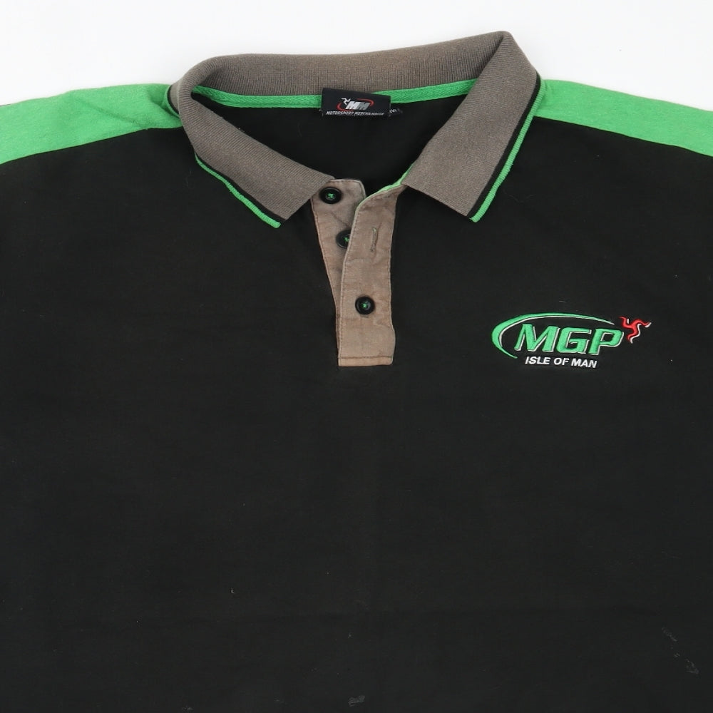 MGP Mens Black  Cotton  Polo Size 3XL Collared  - motorsport isle of man