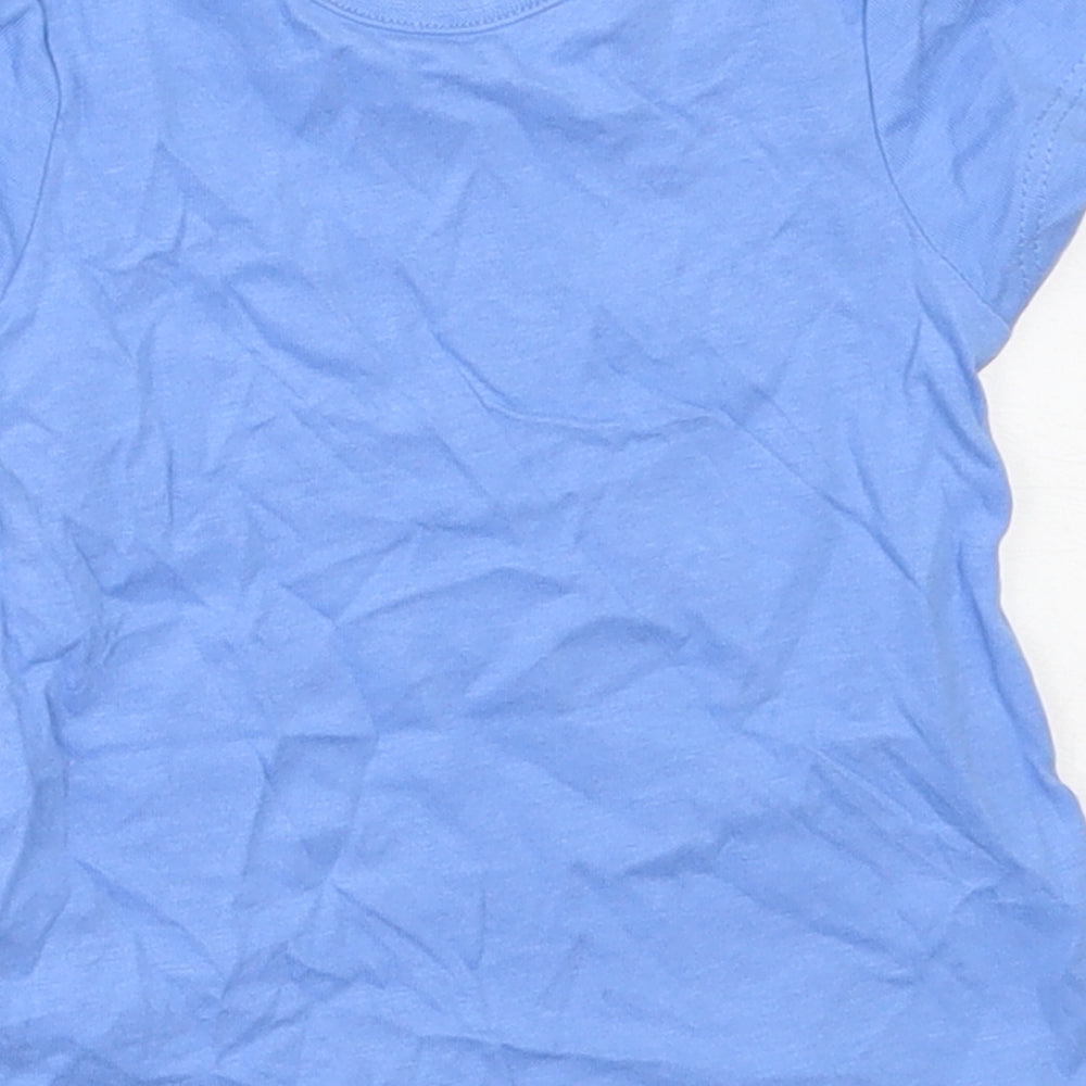 George Girls Blue  Cotton Basic T-Shirt Size 0-3 Months Round Neck