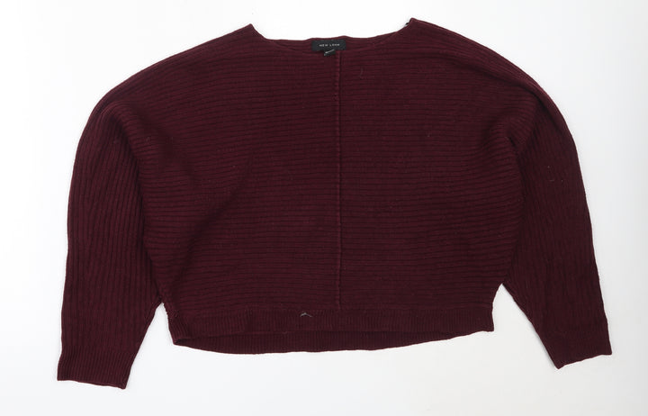 New Look Womens Purple Round Neck  Acrylic Pullover Jumper Size M