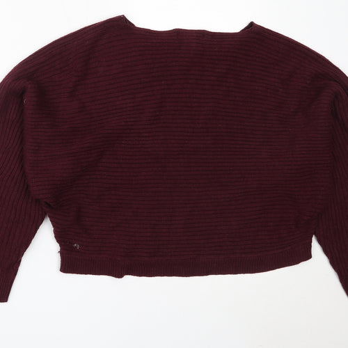 New Look Womens Purple Round Neck  Acrylic Pullover Jumper Size M