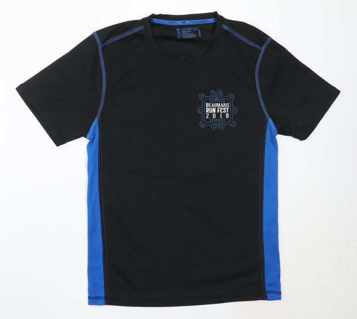 Titan Mens Black Polyester Basic T-Shirt Size S Round Neck - beaumaris runfest 2018