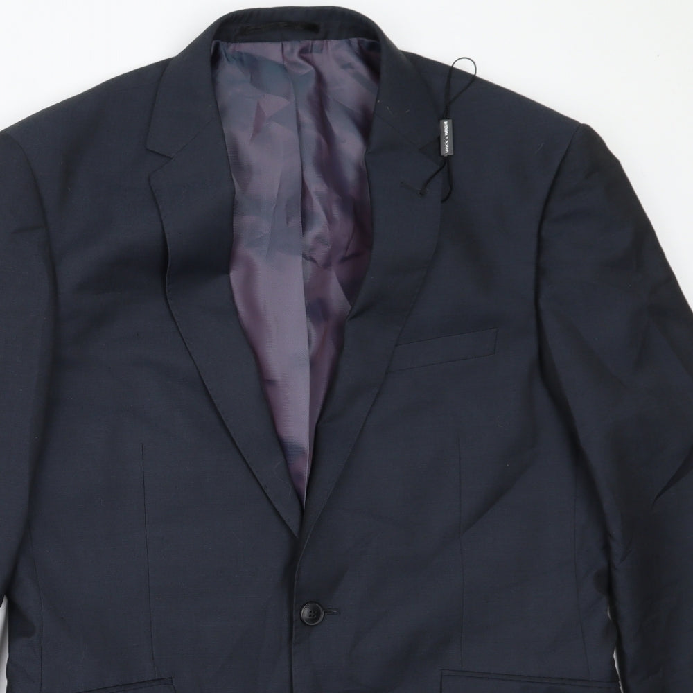 Taylor & Wright Mens Blue  Polyester Jacket Blazer Size 38