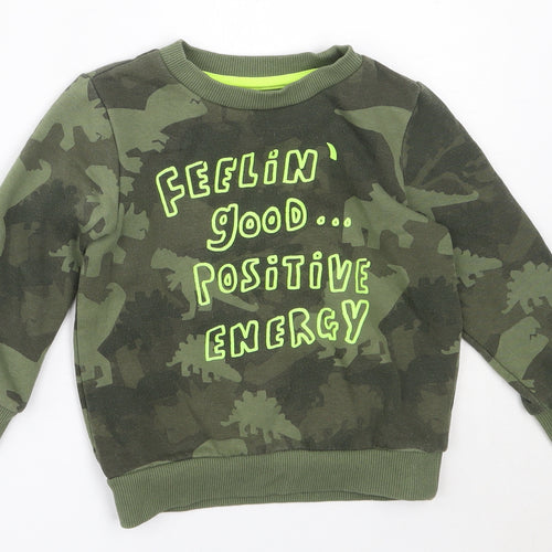 Primark Boys Green Camouflage Cotton Pullover Sweatshirt Size 2-3 Years