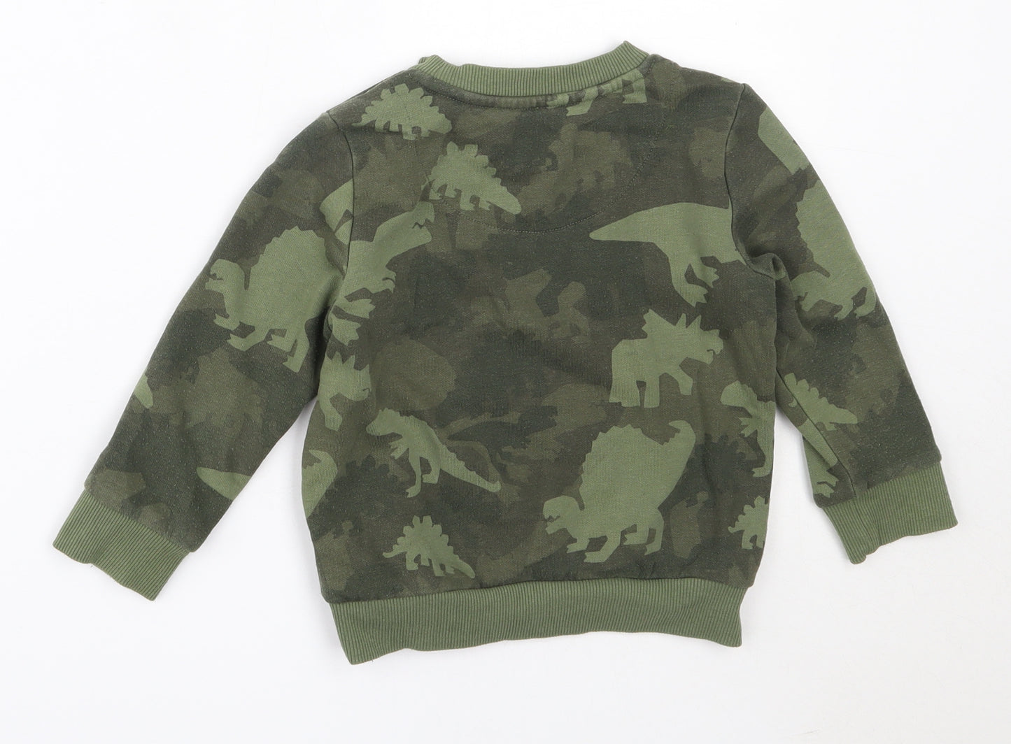 Primark Boys Green Camouflage Cotton Pullover Sweatshirt Size 2-3 Years