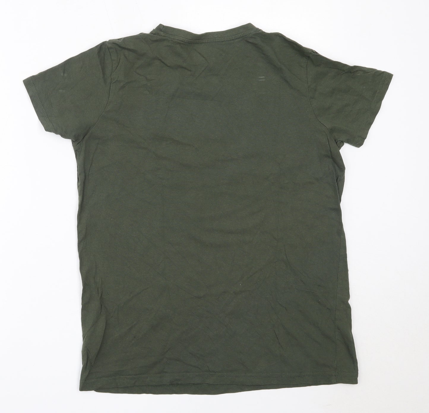 Primark Boys Green  Cotton Basic T-Shirt Size 12-13 Years Round Neck