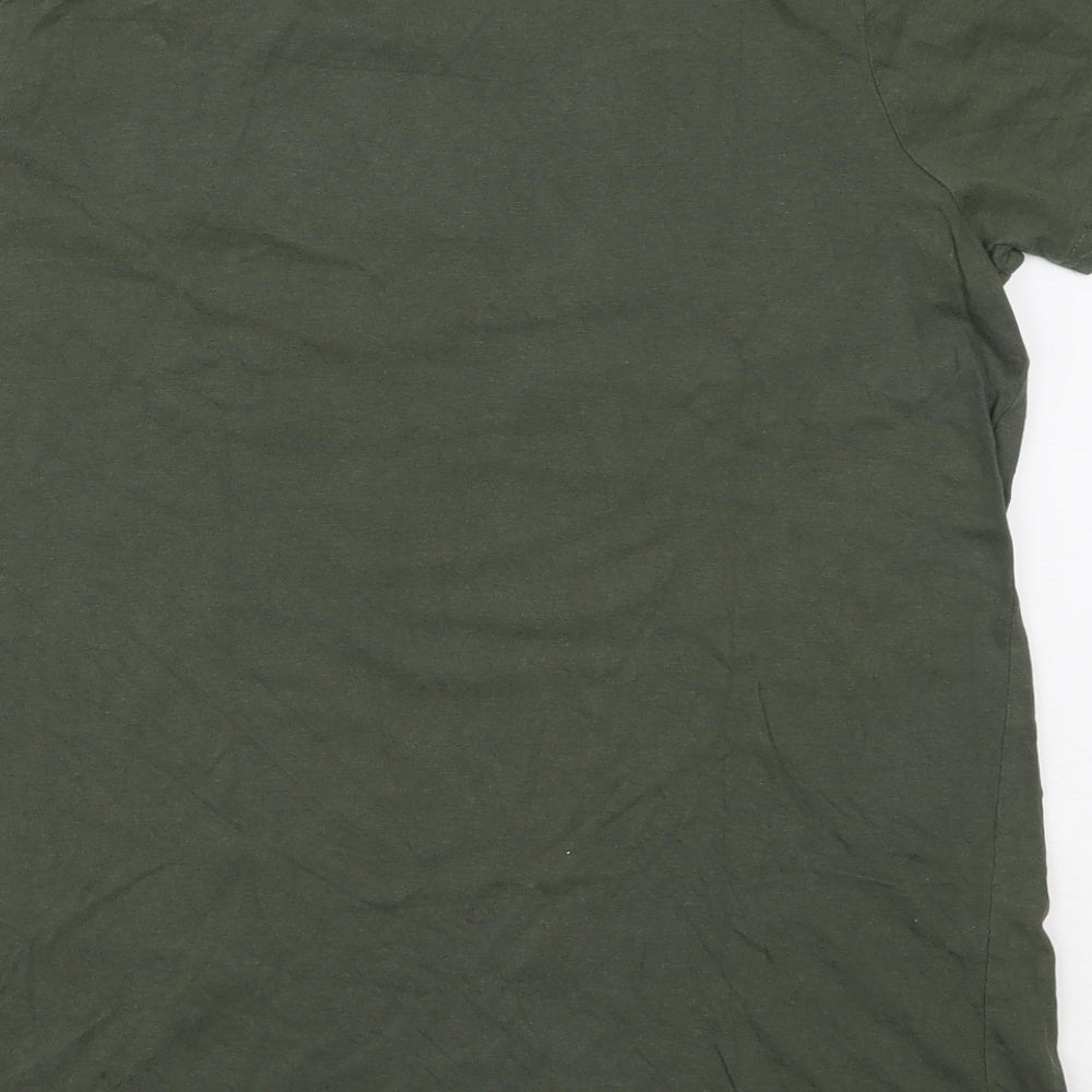 Primark Boys Green  Cotton Basic T-Shirt Size 12-13 Years Round Neck