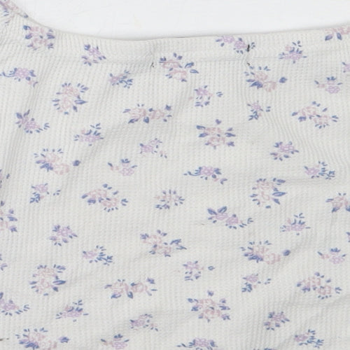 Daisy Street Girls White Floral Polyester Basic T-Shirt Size 8 Years Off the Shoulder