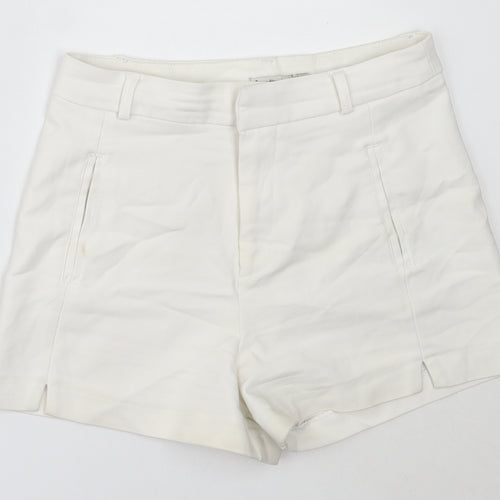 Stradivarius Womens White  Cotton Hot Pants Shorts Size 34  Regular