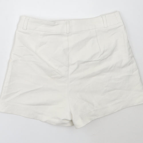 Stradivarius Womens White  Cotton Hot Pants Shorts Size 34  Regular