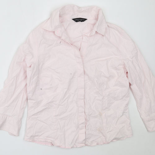 Dorothy Perkins Womens Pink  Cotton Basic Button-Up Size 16 Collared