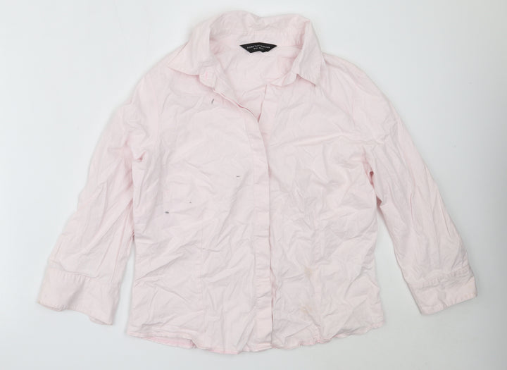 Dorothy Perkins Womens Pink Cotton Basic Button-Up Size 16 Collared