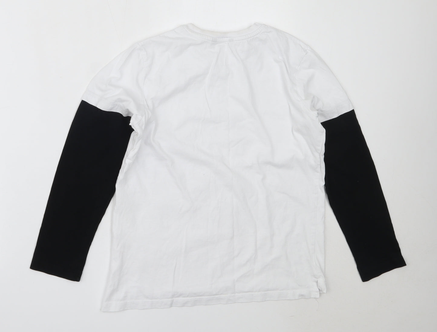 George Boys White  Cotton Basic T-Shirt Size 11-12 Years Round Neck