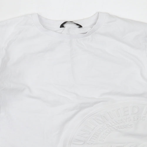 George Boys White  Cotton Basic T-Shirt Size 11-12 Years Round Neck