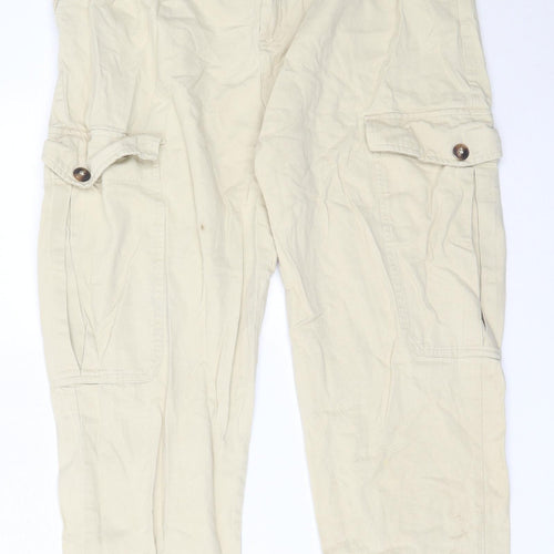Pull&Bear Womens Beige  Linen Cargo Trousers Size 40 L25.5 in Regular