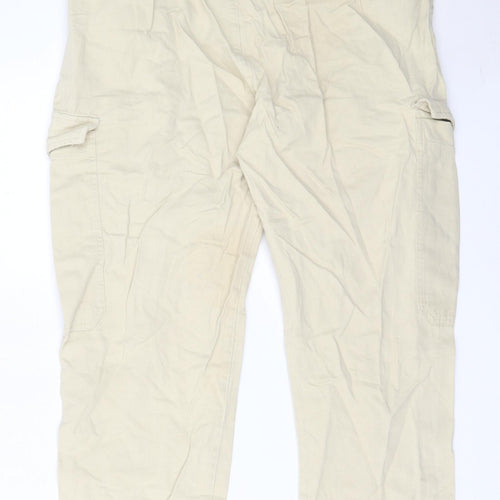 Pull&Bear Womens Beige  Linen Cargo Trousers Size 40 L25.5 in Regular