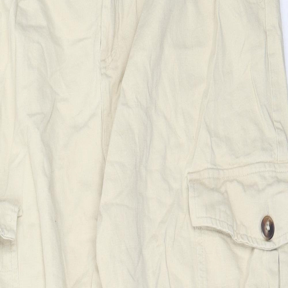 Pull&Bear Womens Beige  Linen Cargo Trousers Size 40 L25.5 in Regular