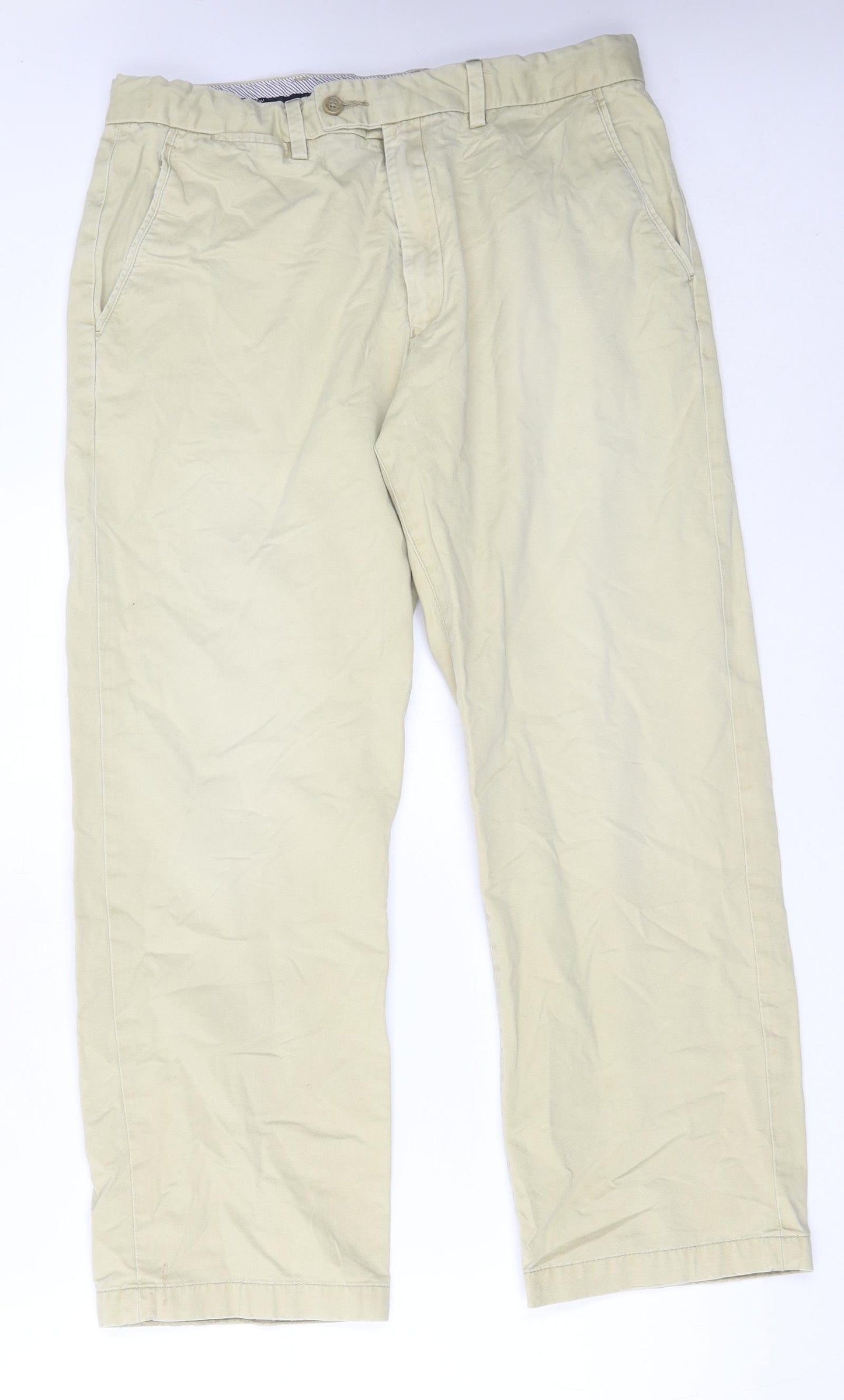 Samuel Windsor Mens Beige  Cotton Chino Trousers Size 34 in L28 in Regular
