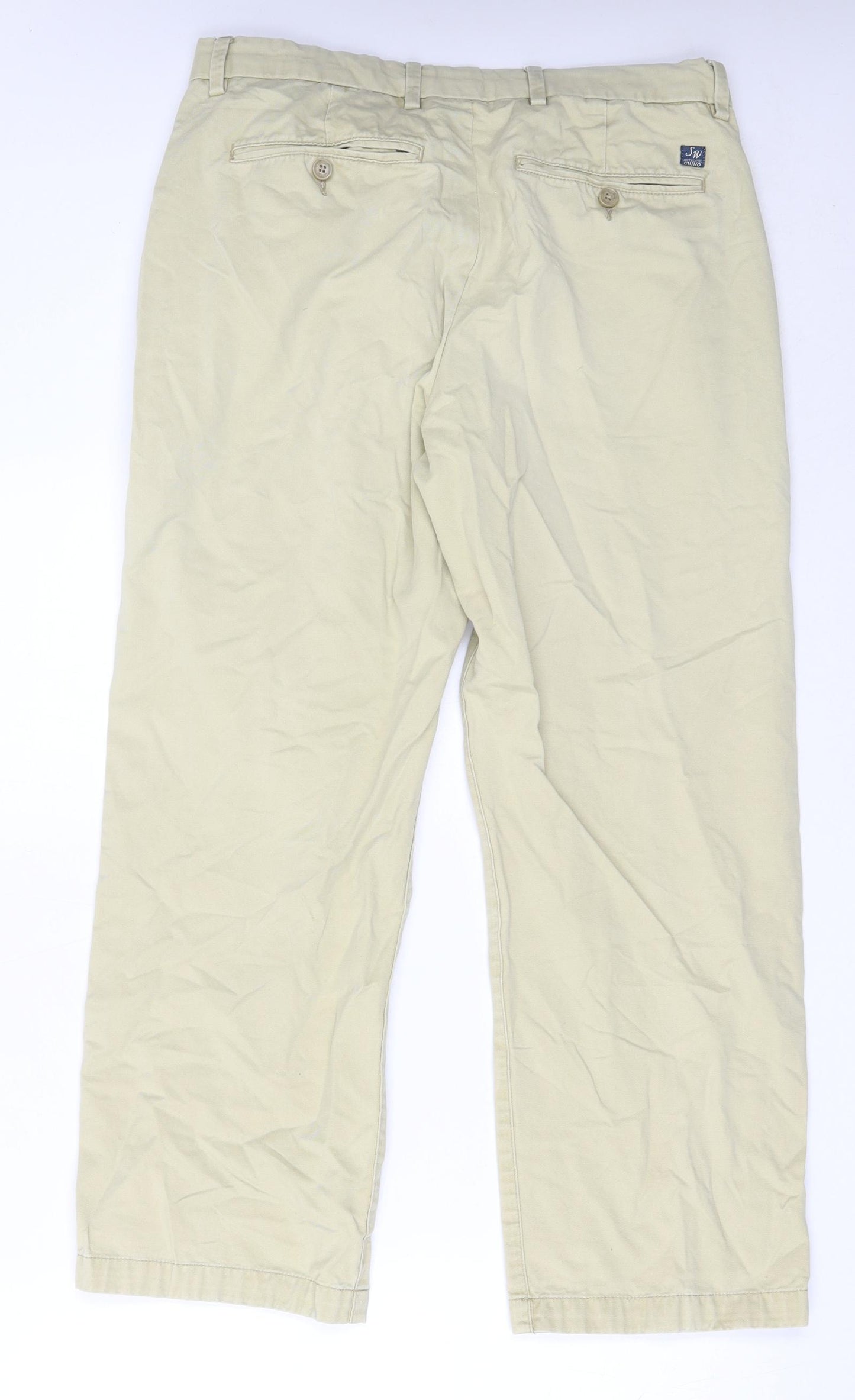 Samuel Windsor Mens Beige  Cotton Chino Trousers Size 34 in L28 in Regular