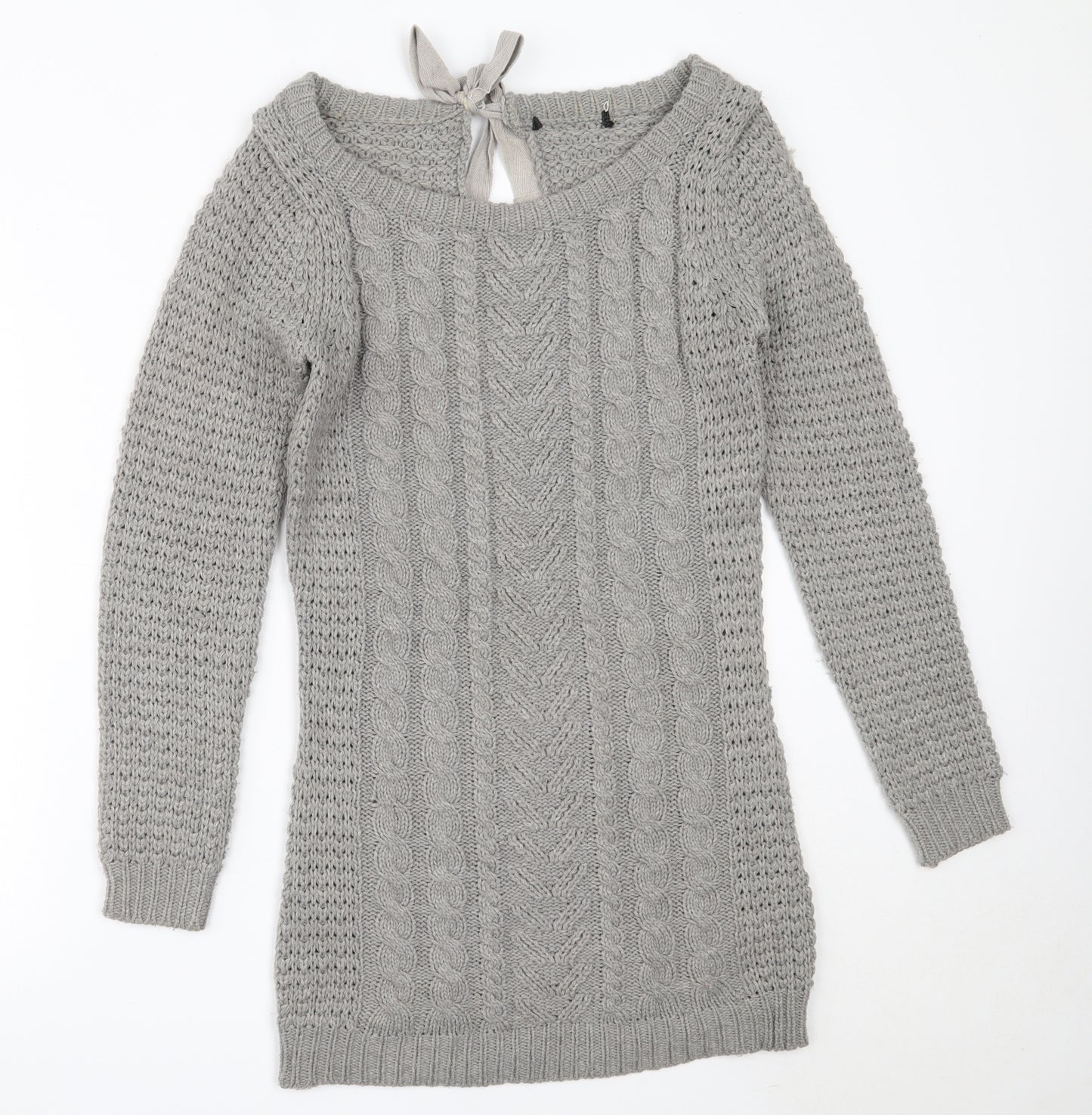 Preworn Womens Grey Round Neck  Acrylic Pullover Jumper Size S