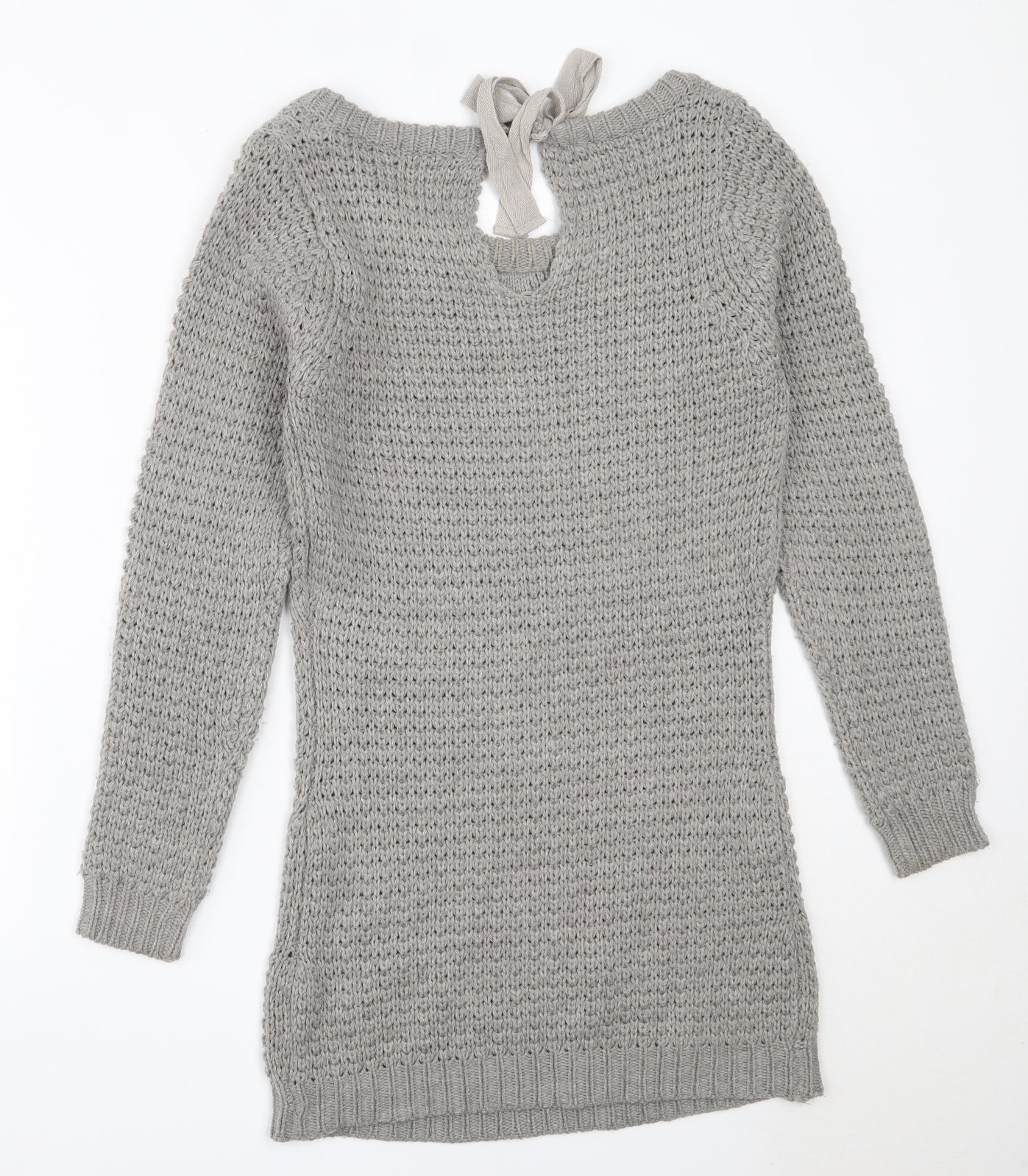 Preworn Womens Grey Round Neck  Acrylic Pullover Jumper Size S
